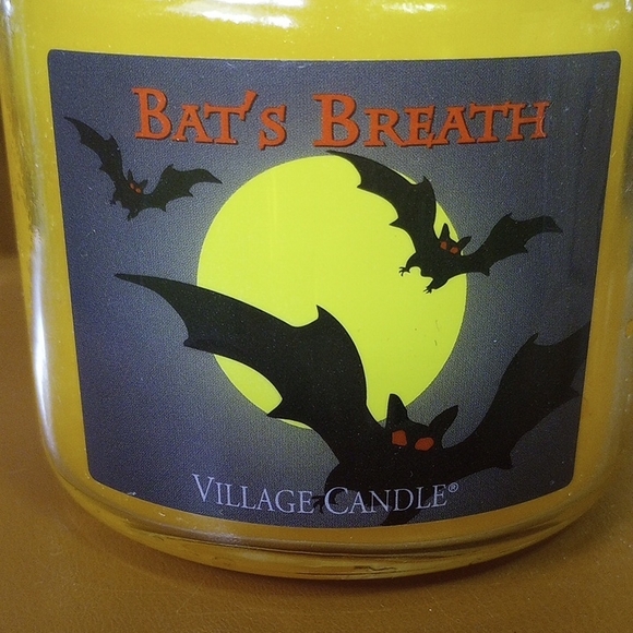 NEW Village Candle, Bat's Breath, Yellow Gold 16 Ounce Halloween Jar Candle - Picture 1 of 5